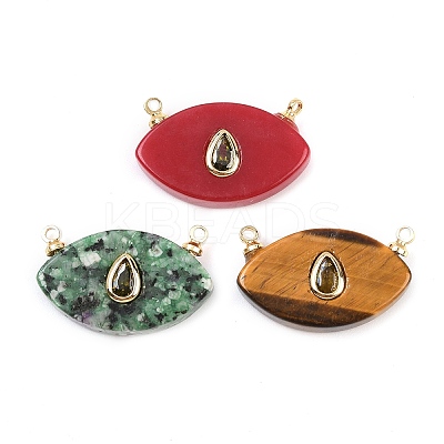 Natural Mixed Gemstone Horse Eye Pendants KK-B157-36G-1