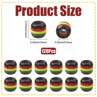 120Pcs Opaque Stripe Resin European Beads RESI-SP0001-56-1