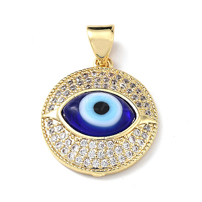 Real 18K Gold Plated Brass Clear Cubic Zirconia Pendants ZIRC-L102-12G-1