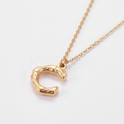 304 Stainless Steel Initial Pendant Necklaces NJEW-L155-14-1