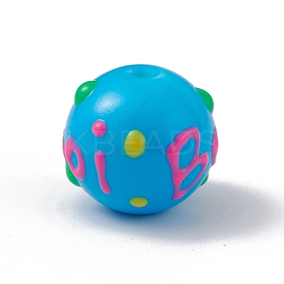 Opaque Painted Glass Beads GLAA-B001-01B-1