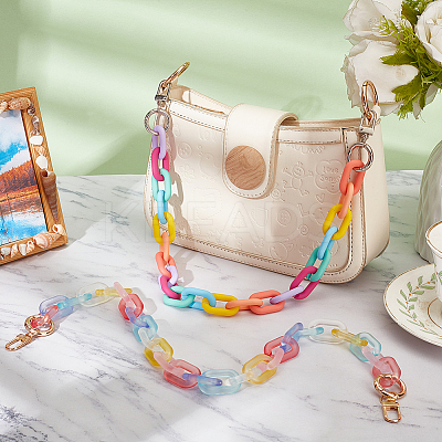 2Pcs 2 Style Spray Painted Rainbow Color Acrylic Chain Bag Handles AJEW-WR0001-68-1