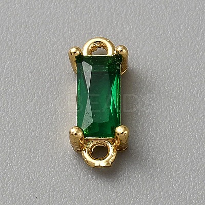 Light Gold Plated Brass Pave Glass Connector Charms KK-CJC0001-34KCG-04-1