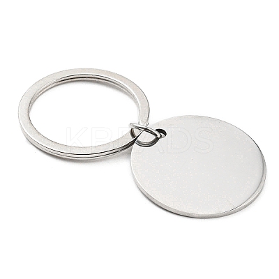 Non-Tarnish Valentine's Day Theme 304 Stainless Steel Flat Round with Word I Do Pendant Keychain LS-KEYC-K018-01P-02-1