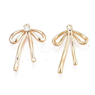 Brass Micro Pave Clear Cubic Zirconia Pendants X-KK-N232-244-1