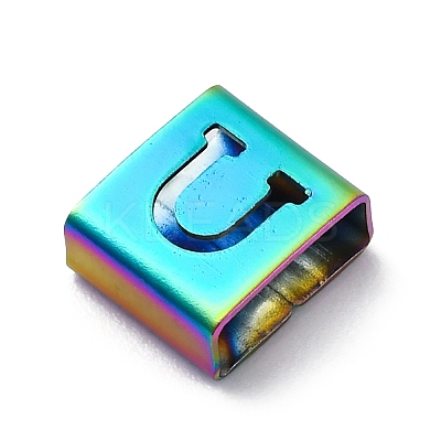 Ion Plating(IP) 304 Stainless Steel Square Slide Charms STAS-L132-09U-M-1
