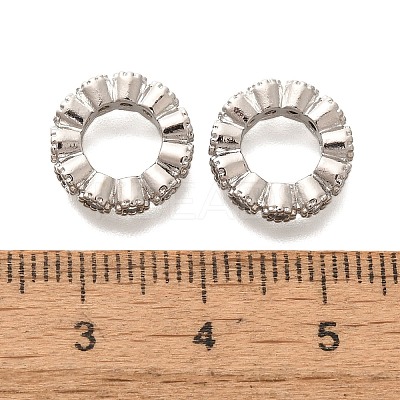 Brass Micro Pave Clear Cubic Zirconia European Beads KK-H508-23B-P-1