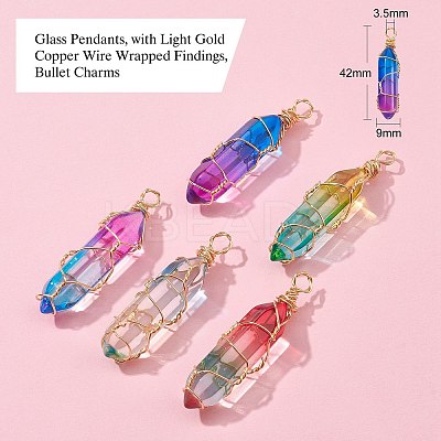 10Pcs 5 Colors Glass Pendants FIND-CJ0001-64-1
