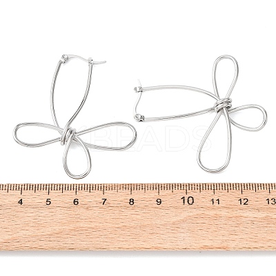 Hollow Flower 201 Stainless Steel Hoop Earrings EJEW-P337-01P-1