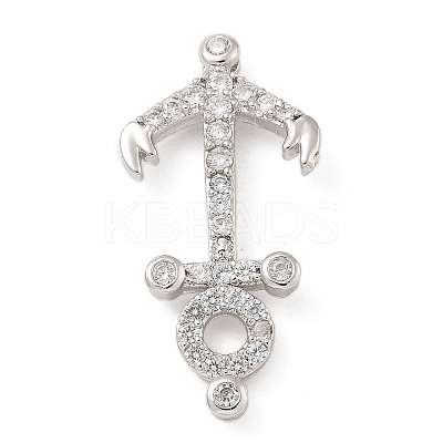 Rack Plating Brass Micro Pave Clear Cubic Zirconia Slide Charms KK-A234-015P-1