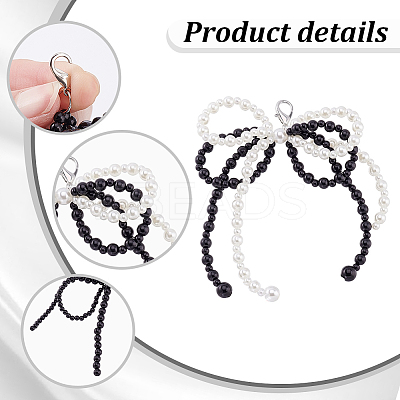 4Pcs 2 Styles Bowknot Resin Imitation Pearl Shoe Charms FIND-GA0005-03B-1