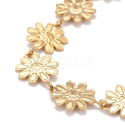 Enamel Daisy Link Chains Bracelet BJEW-P271-01G-06-1