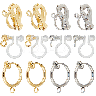 36Pcs 6 Styles 304 Stainless Steel Clip-on Earring Findings STAS-SC0008-33-1