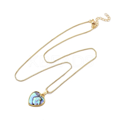Rack Plating Natural Paua Shell Pendants Necklace NJEW-B104-01F-01G-1