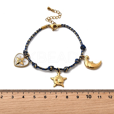 304 Stainless Steel Rhinestone Charm Bracelets for Women BJEW-Z142-03G-1