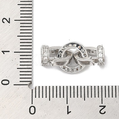Rack Plating Brass Micro Pave Clear Cubic Zirconia Fold Over Clasps KK-A222-04A-P-1