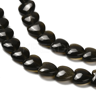 Natural Golden Sheen Obsidian Beads Strands G-P575-C04-6mm-1