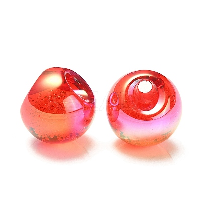UV Plating Rainbow Iridescent Acrylic Beads OACR-G012-02-1