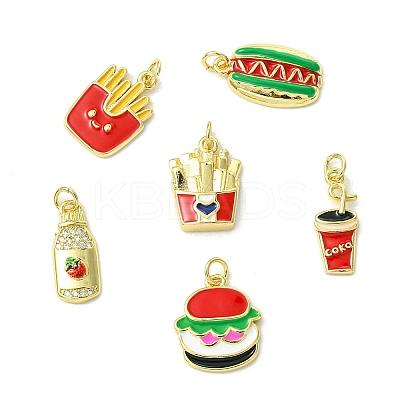 6Pcs 6 Styles Food Brass Pendants KK-CJ0003-63-1