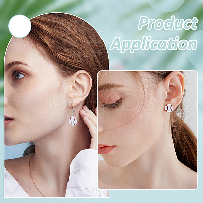 6 Pairs 2 Styles Alloy Baseball Stud Earring & Dangle Earring Sets EJEW-ME0001-18-1