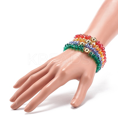 4Pcs 4 Style Glass & Rhinestone Beaded Stretch Bracelets Set for Women BJEW-JB08803-1