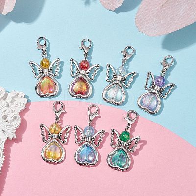 7Pcs 7 Colors Angel Acrylic Pendant Decorations X1-HJEW-JM01736-02-1