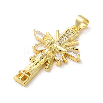 Brass Micro Pave Clear Cubic Zirconia Pendants KK-A212-11A-G-1