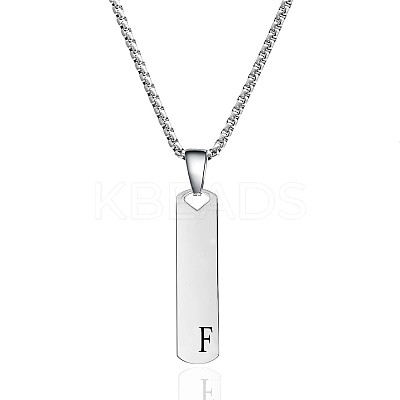 304 Stainless Steel Rectangle with Letter Pendant Box Chain Necklaces FS-WGD7C78-06-1