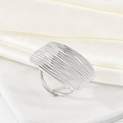 Anti-Tarnish 304 Stainless Steel Rectangle Open Cuff Rings RJEW-M047-12P-1