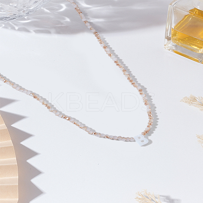 1Pc Glass Rondelle Beaded Necklaces NJEW-LP0007-23B-1