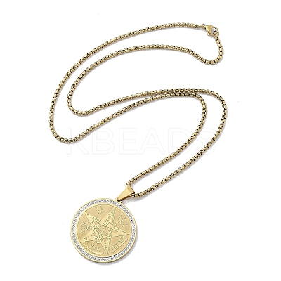 201 Stainless Steel Rhinestone Pendant Necklaces for Women NJEW-U021-01G-1