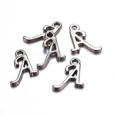 Gunmetal Plated Alloy Letter Pendants PALLOY-J718-01B-A-1