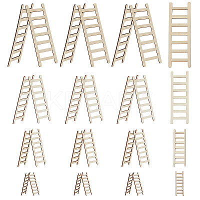 40Pcs 4 Style Unfinished Wooden Mini Ladders WOOD-OC0003-63-1