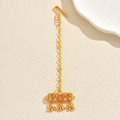 Ethnic Style Tassel Brass with Cubic Zirconia Hair Extension Chain for Women PU2601-1