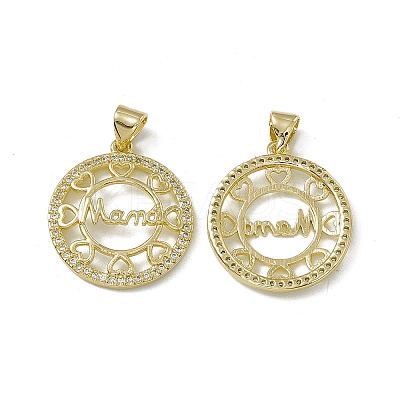 Rack Plating Brass Micro Pave Cubic Zirconia Pendants ZIRC-F130-03G-1