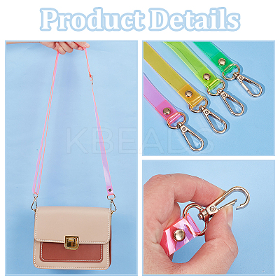 4Pcs 4 Colors Adjustable Transparent PVC Bag Straps FIND-WR0010-02-1