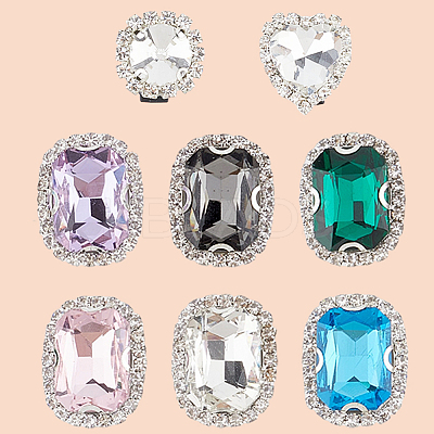 8Pcs 8 Styles Iron & Glass Shoe Buckle Clips FIND-CP0002-96-1