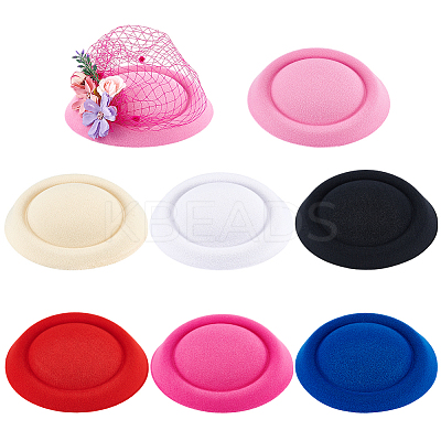 7Pcs 7 Colors EVA Cloth Round Fascinator Hat Base for Stewardess Millinery AJEW-BC0007-94-1