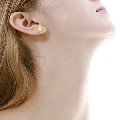 1 Pair ABS Plastic Pearl Oval Stud Earrings EJEW-FI0002-21-1