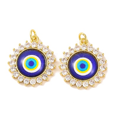 Rack Plating Brass Micro Pave Cubic Zirconia Pendants KK-H486-21G-01-1
