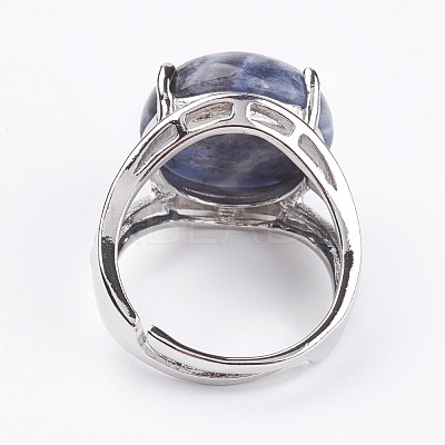 Adjustable Natural Sodalite Finger Rings RJEW-F075-01D-1