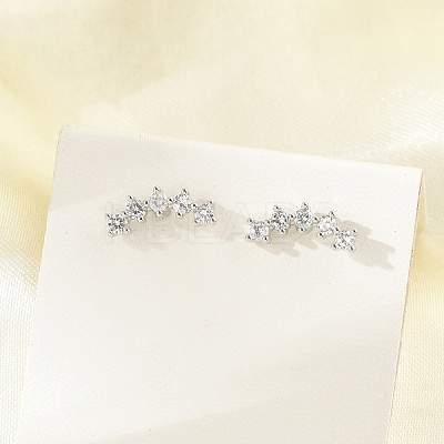 Brass Micro Pave Clear Cubic Zirconia Stud Earrings EJEW-R016-26P-15-1