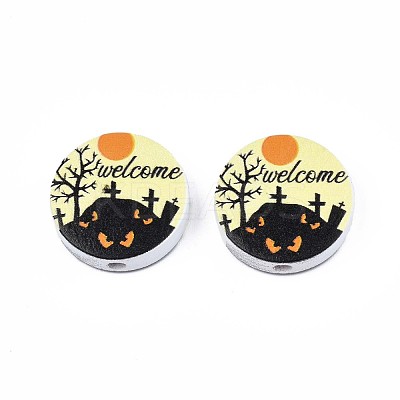 Halloween Printed Natural Wood Beads WOOD-T021-75-1