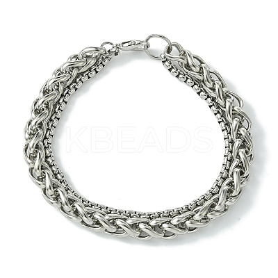 Alloy Wheat Chain & Box Chain Bracelets for Women Men BJEW-C069-01A-P-1