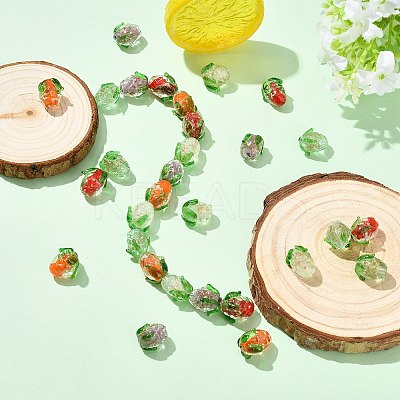 30Pcs 5 Colors Handmade Gold Foil Lampwork Glass Beads FOIL-CJ0001-14-1