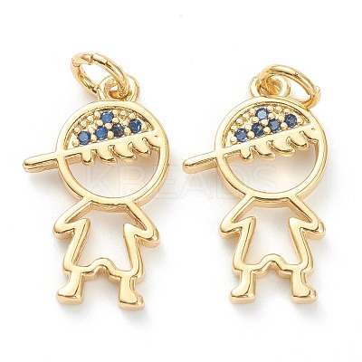 Brass Micro Pave Blue Cubic Zirconia Pendants ZIRC-J041-16A-1