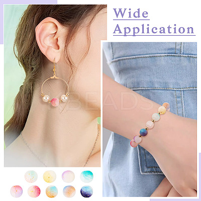 198Pcs 9 Colors Frosted Baking Paint Crackle Glass Beads with Glitter Powder DGLA-TA0001-23-1