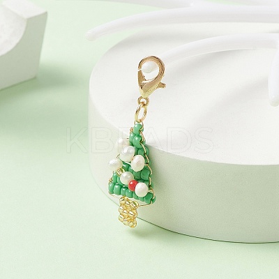 Glass Seed Beaded Pendant Decorations HJEW-JM01062-1