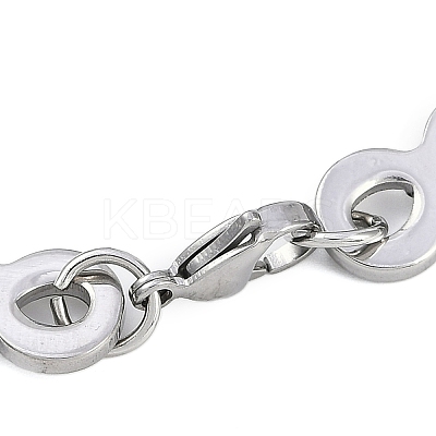 201 Stainless Steel Hollow Oval Byzantine Chain Bracelets BJEW-B078-145P-1