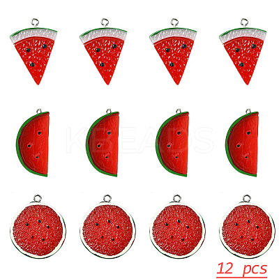 12Pcs 3 Styles Opaque Resin Pendants RESI-YW0003-39B-1